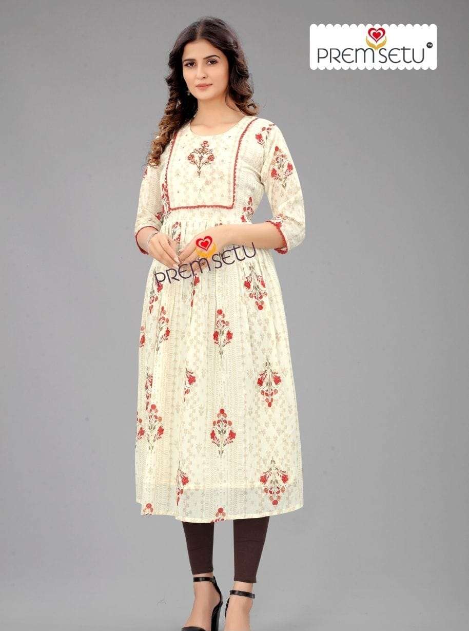 Premsetu Off white Naira Cut Kurtis Size set wholesale price only Wholesale Catalog