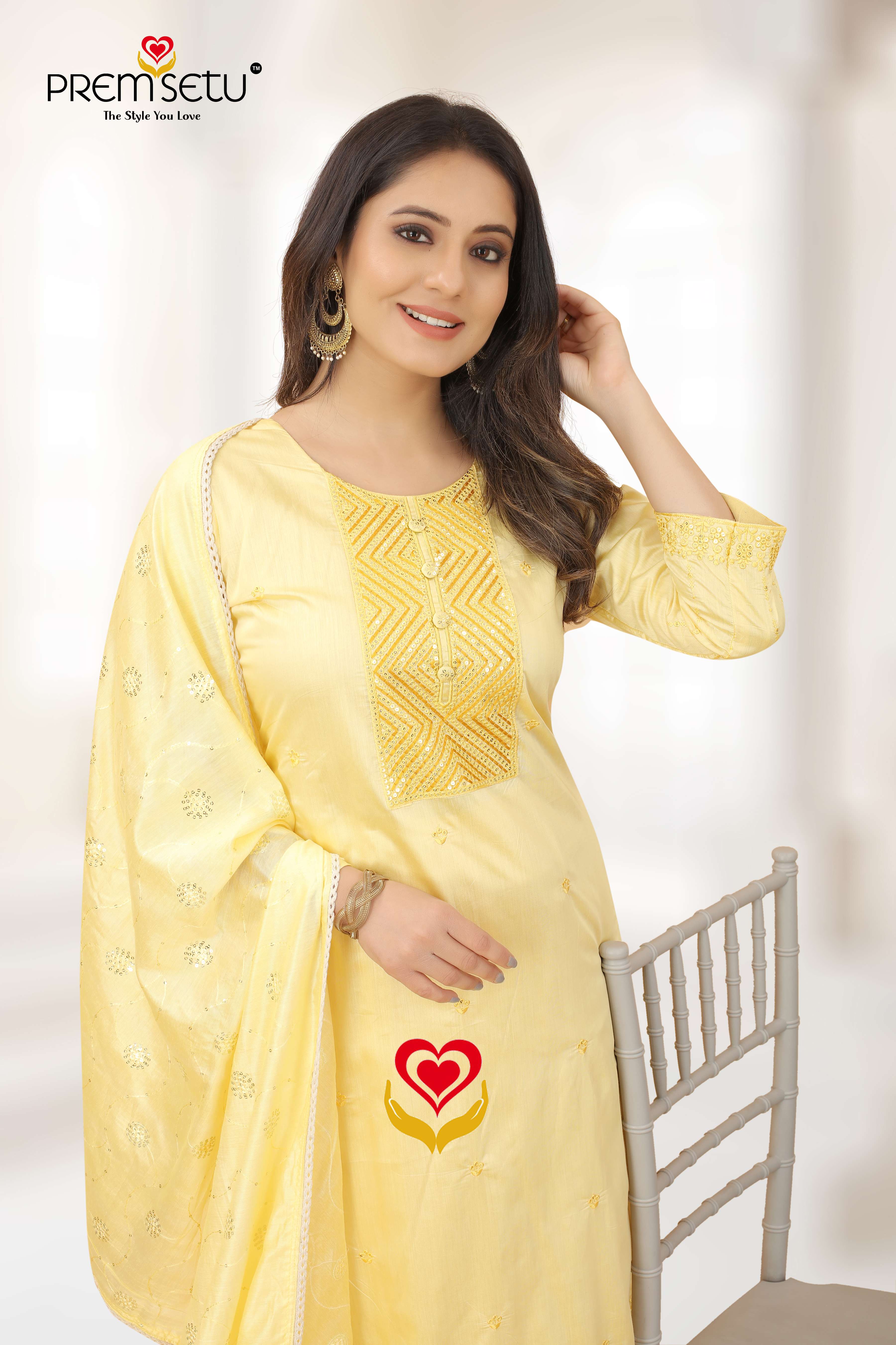 PREMSETU PRESENT HEAVY CHANDERI KURTI PENT WITH DUPATTA ON WHOLESALE PRICE 