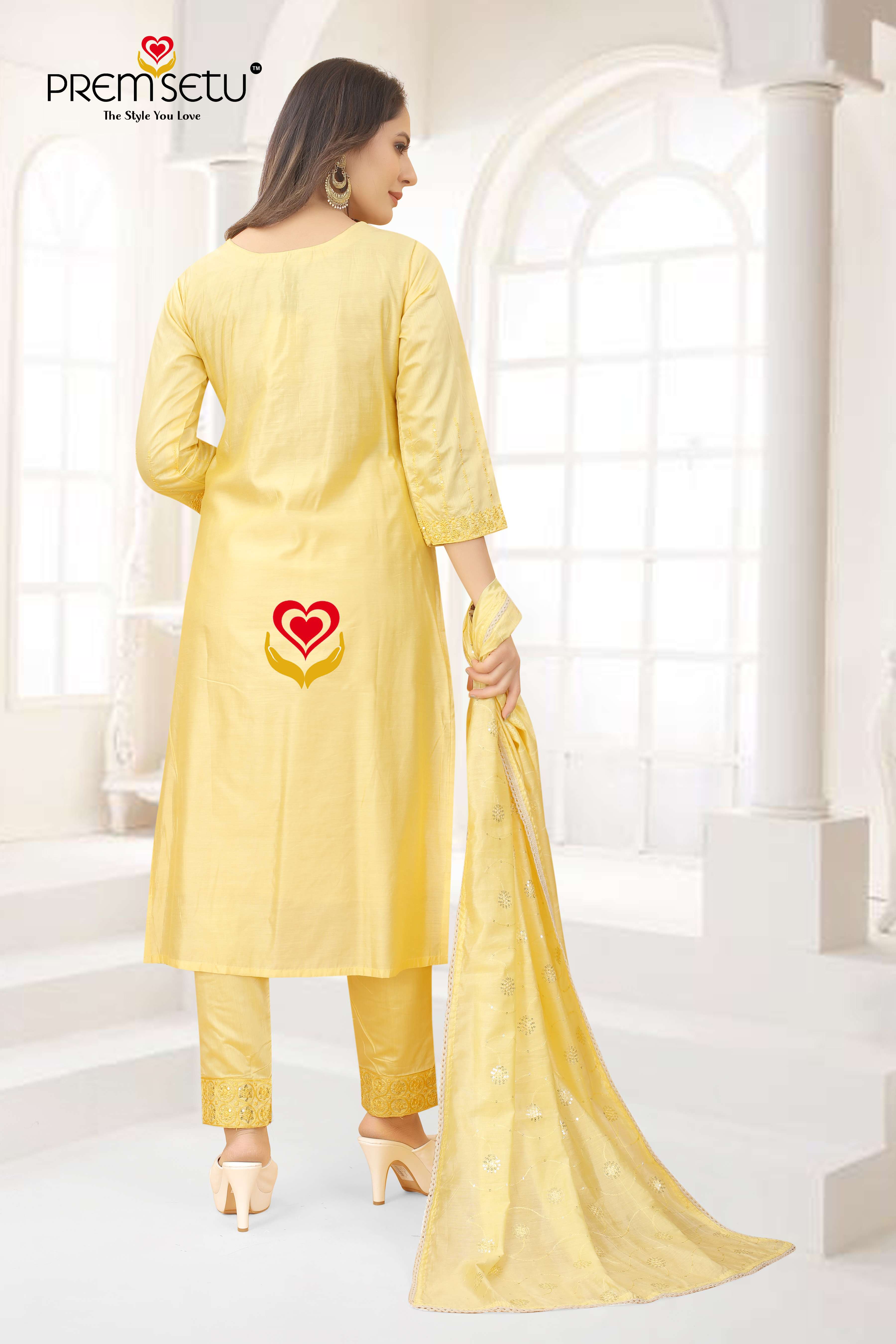 PREMSETU PRESENT HEAVY CHANDERI KURTI PENT WITH DUPATTA ON WHOLESALE PRICE 
