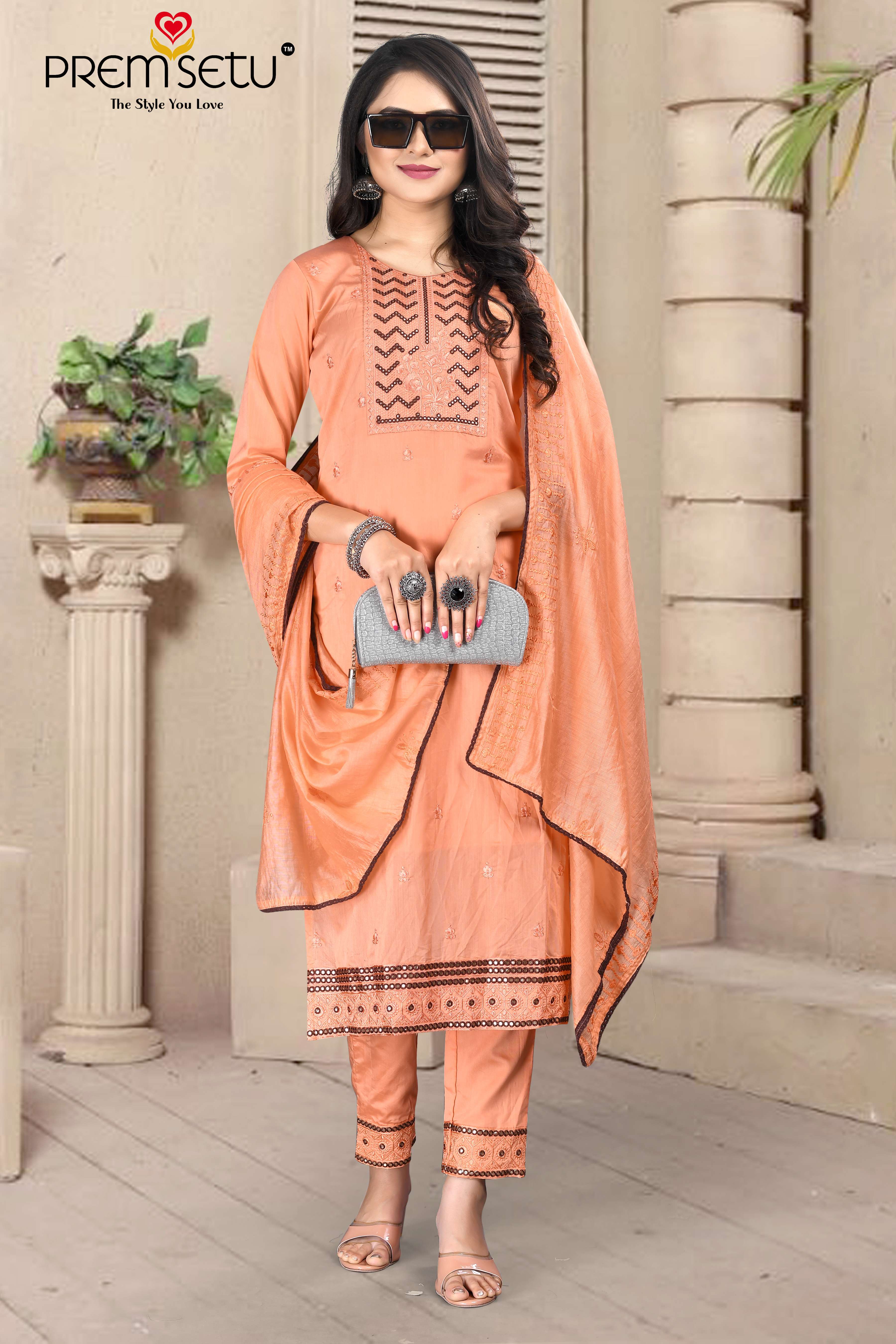 Light orange printed kurti top – Shrimati's