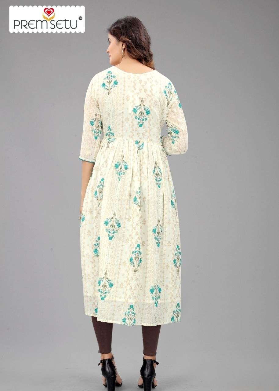 PREMSETU PRESENT RAMA BLUE NAIRA CUT KURTIS SIZE SET ON WHOLESALE PRICE 