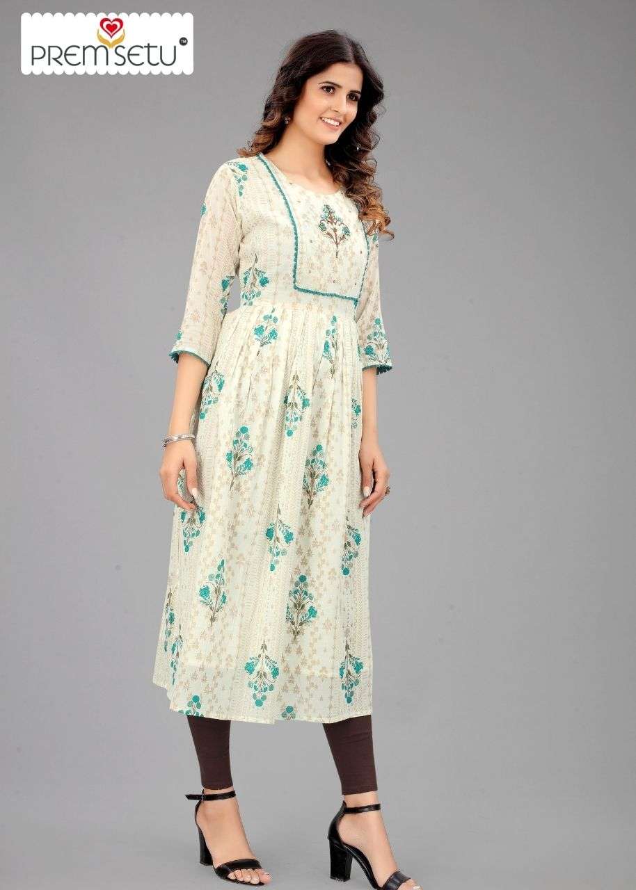 Beautiful Premium Quality Naira Cut Kurti With Pant and Dupatta Set