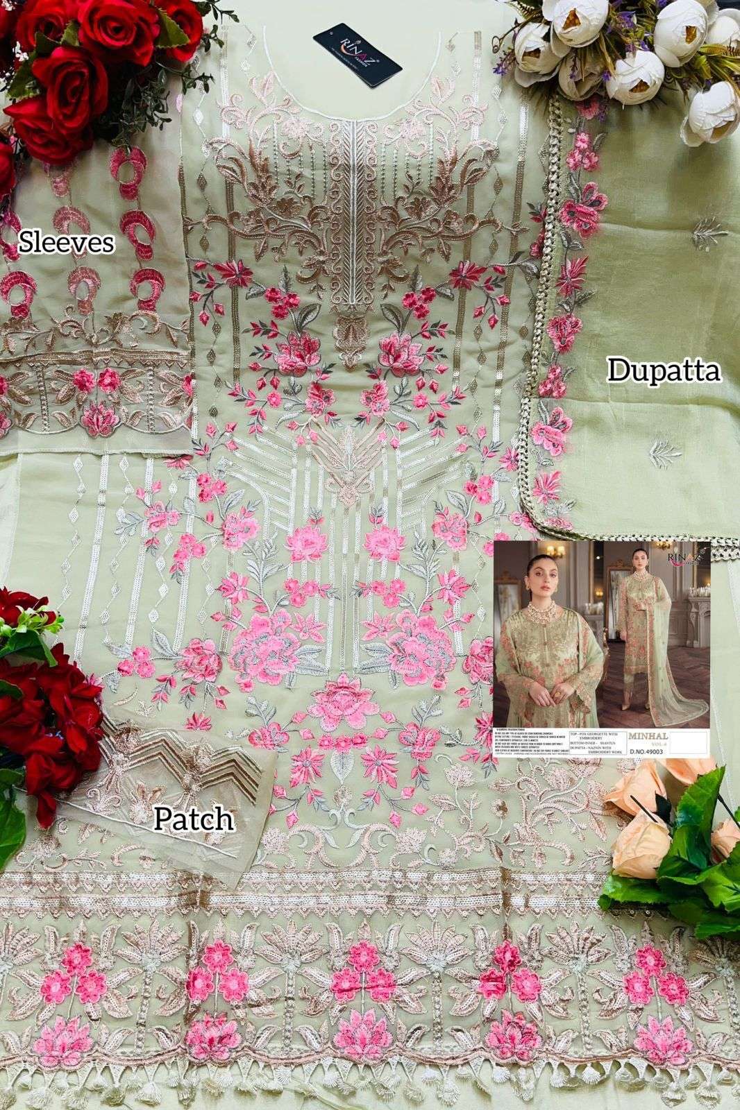 RINAZ FASHION LAUNCHED  MINHAL VOL 6  ON FAUX GEORGETT WITH NAZMEEN EMBROIDERY DUPATTA