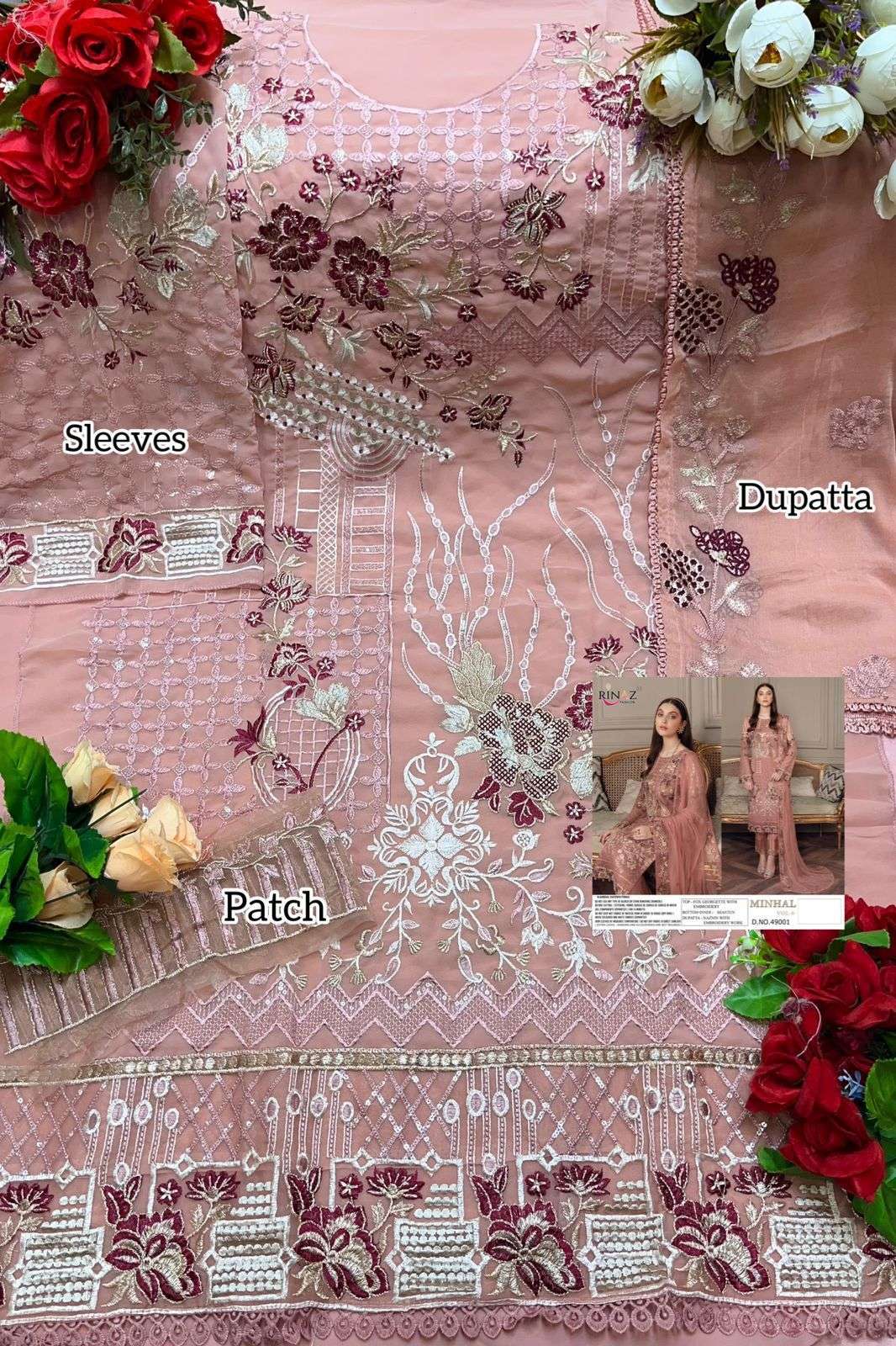 RINAZ FASHION LAUNCHED  MINHAL VOL 6  ON FAUX GEORGETT WITH NAZMEEN EMBROIDERY DUPATTA