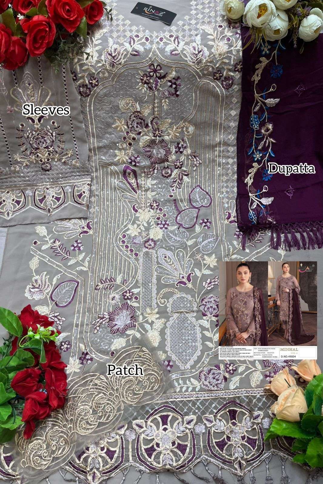 RINAZ FASHION LAUNCHED  MINHAL VOL 6  ON FAUX GEORGETT WITH NAZMEEN EMBROIDERY DUPATTA