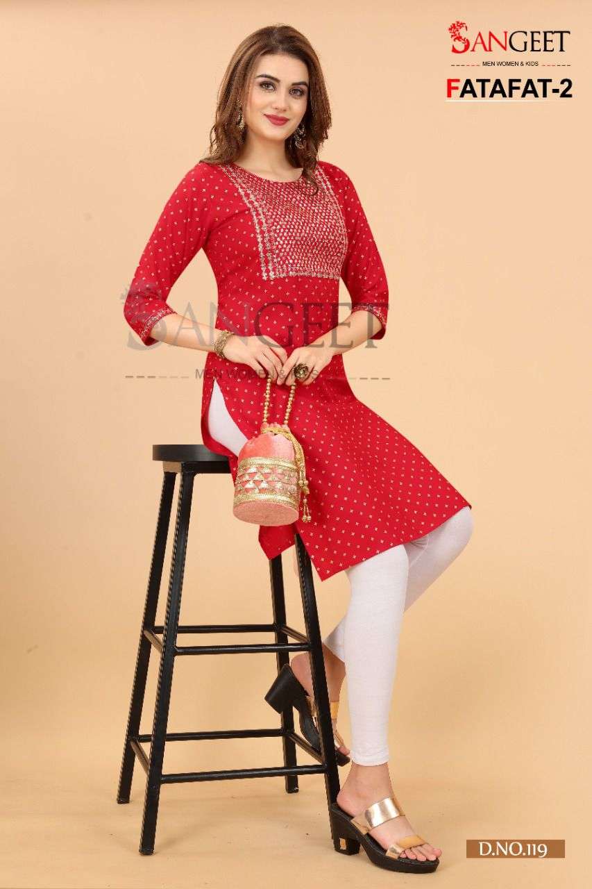 Sangeet Brand Launched Fatafat-2 Casual Kurtis Provide by Wholesale Catalog
