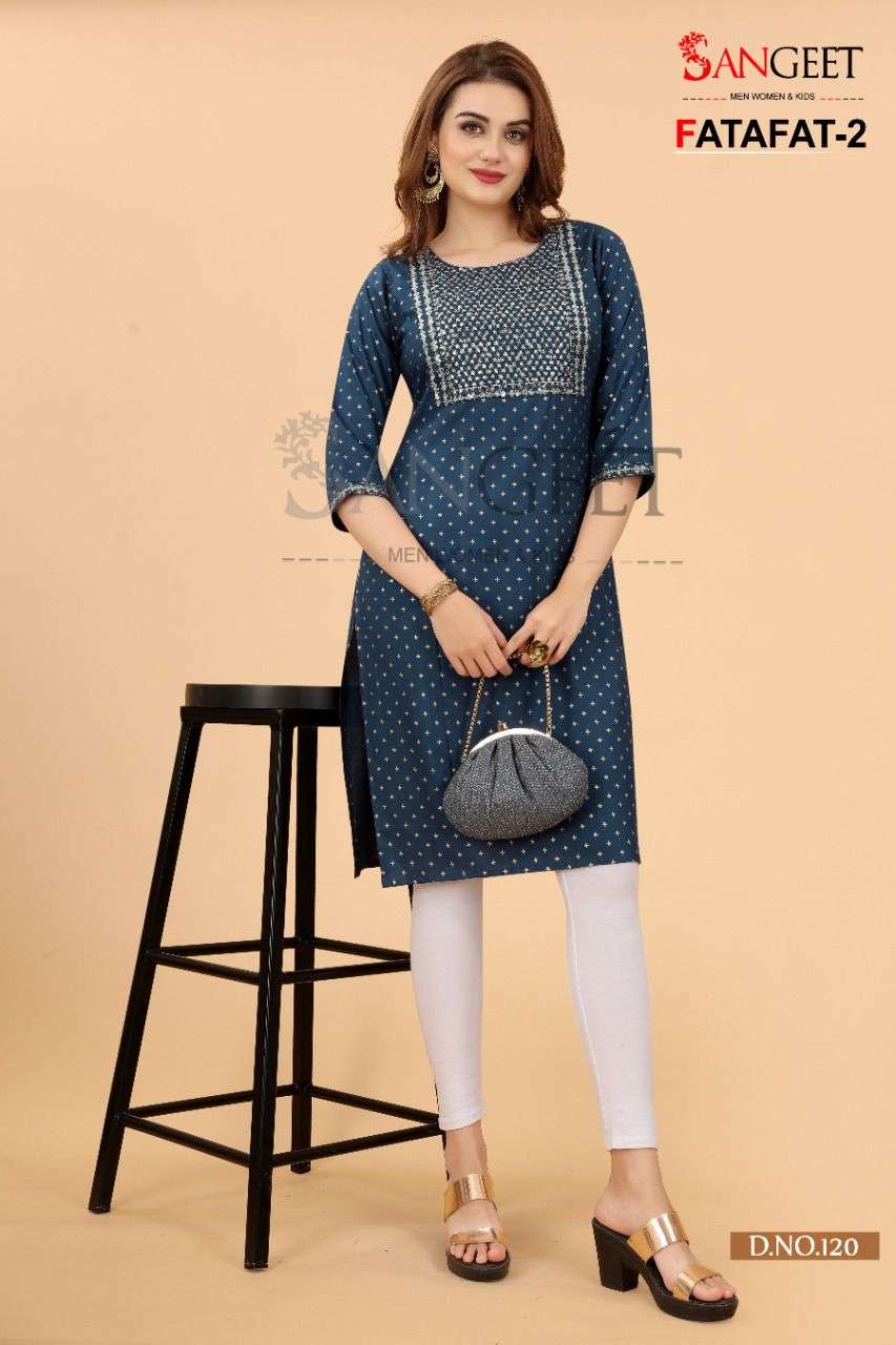Sangeet Brand Launched Fatafat-2 Casual Kurtis Provide by Wholesale Catalog