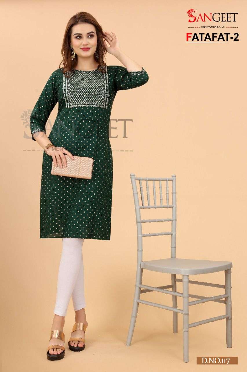 Sangeet Brand Launched Fatafat-2 Casual Kurtis Provide by Wholesale Catalog