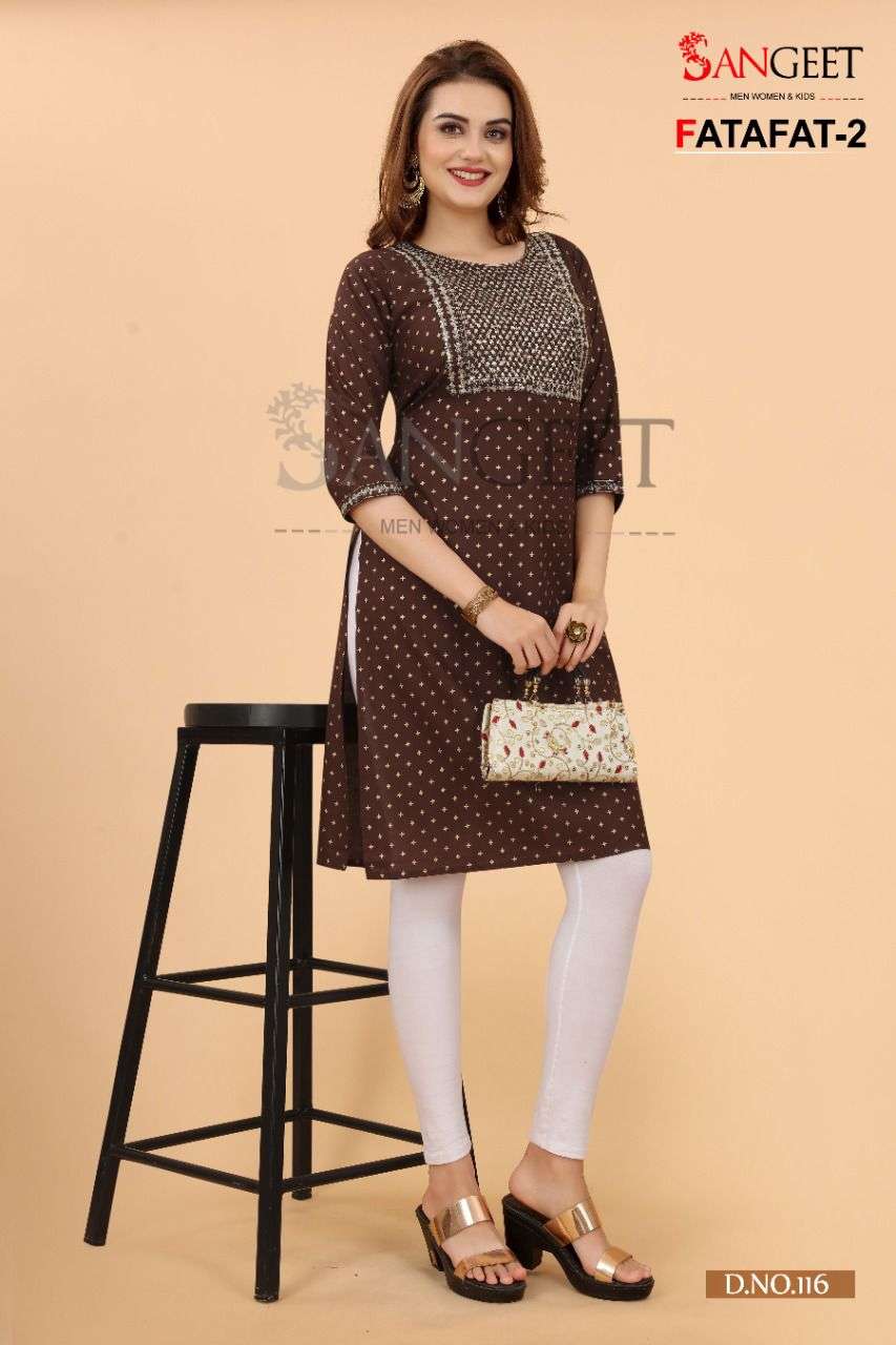 Sangeet Brand Launched Fatafat-2 Casual Kurtis Provide by Wholesale Catalog