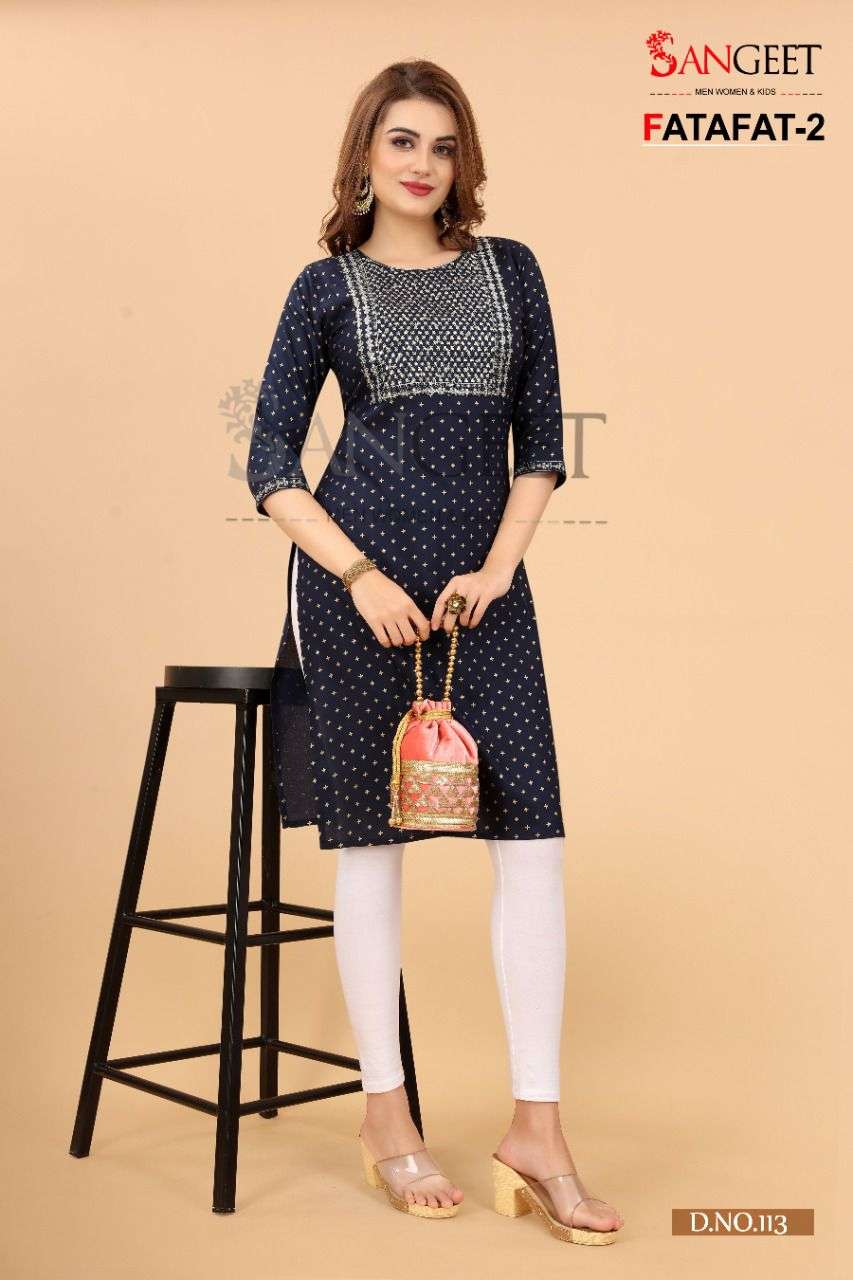 Sangeet Brand Launched Fatafat-2 Casual Kurtis Provide by Wholesale Catalog
