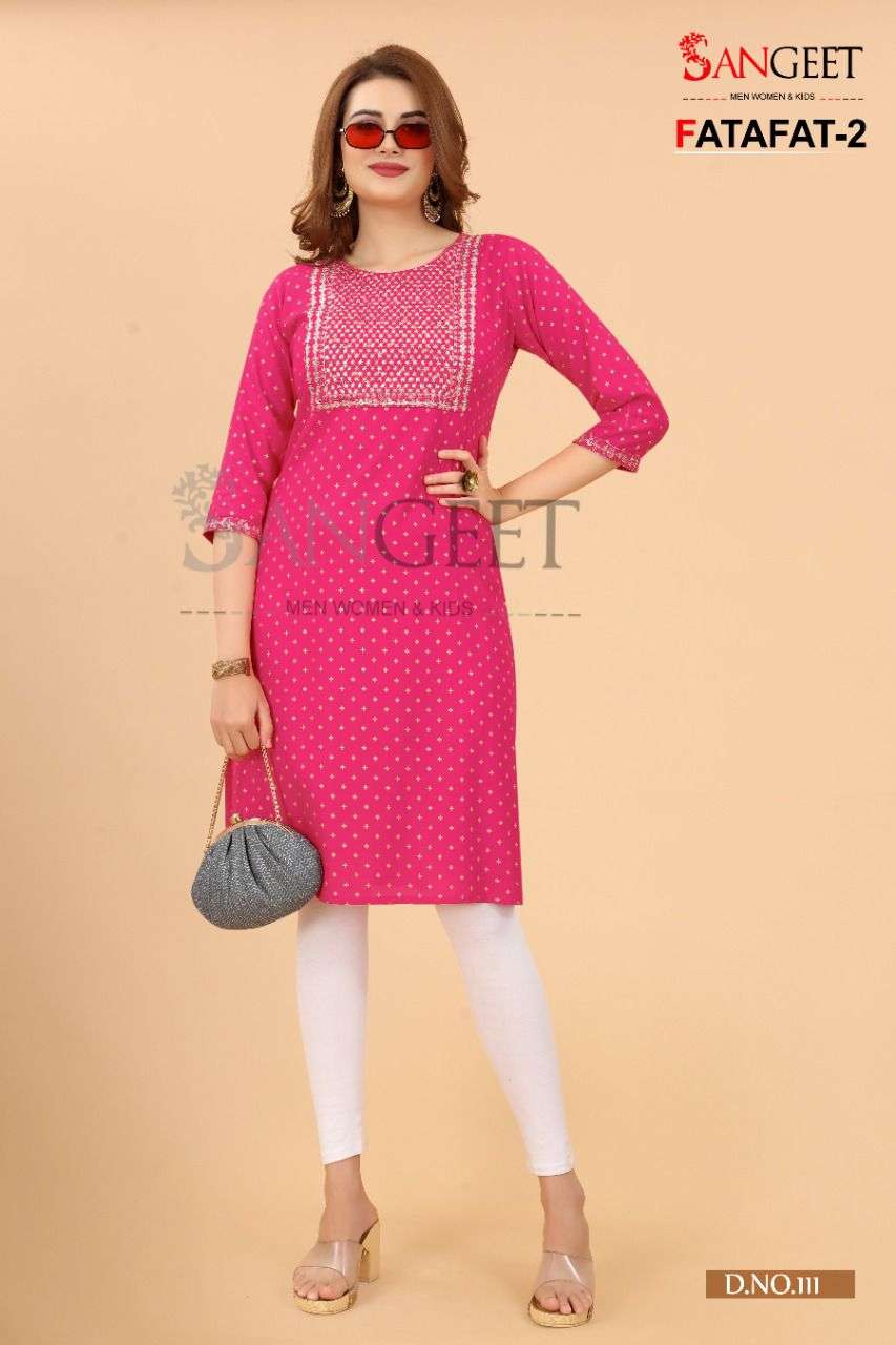 Sangeet Brand Launched Fatafat-2 Casual Kurtis Provide by Wholesale Catalog
