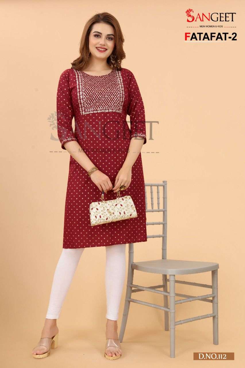 Sangeet Brand Launched Fatafat-2 Casual Kurtis Provide by Wholesale Catalog
