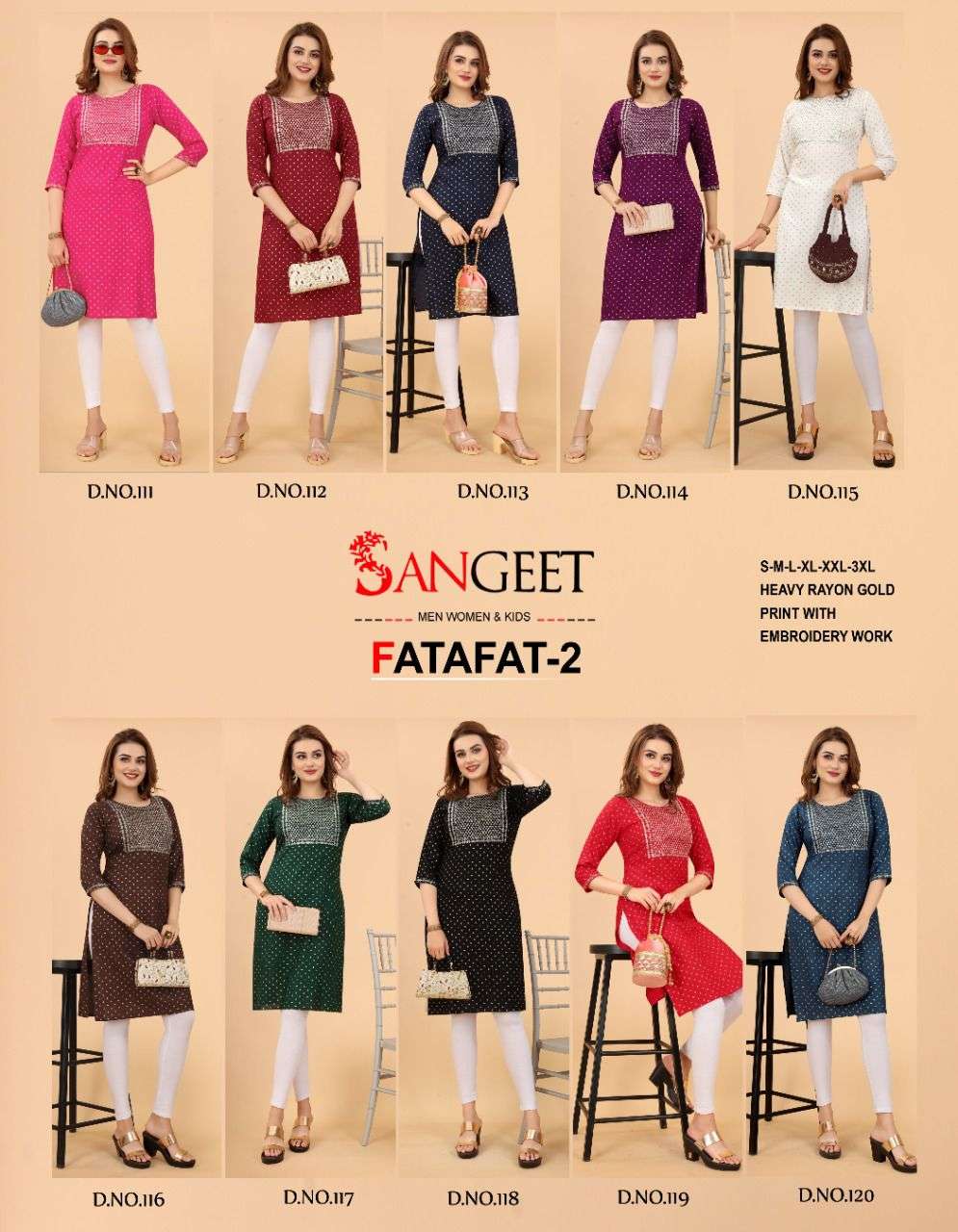 Sangeet Brand Launched Fatafat-2 Casual Kurtis Provide by Wholesale Catalog