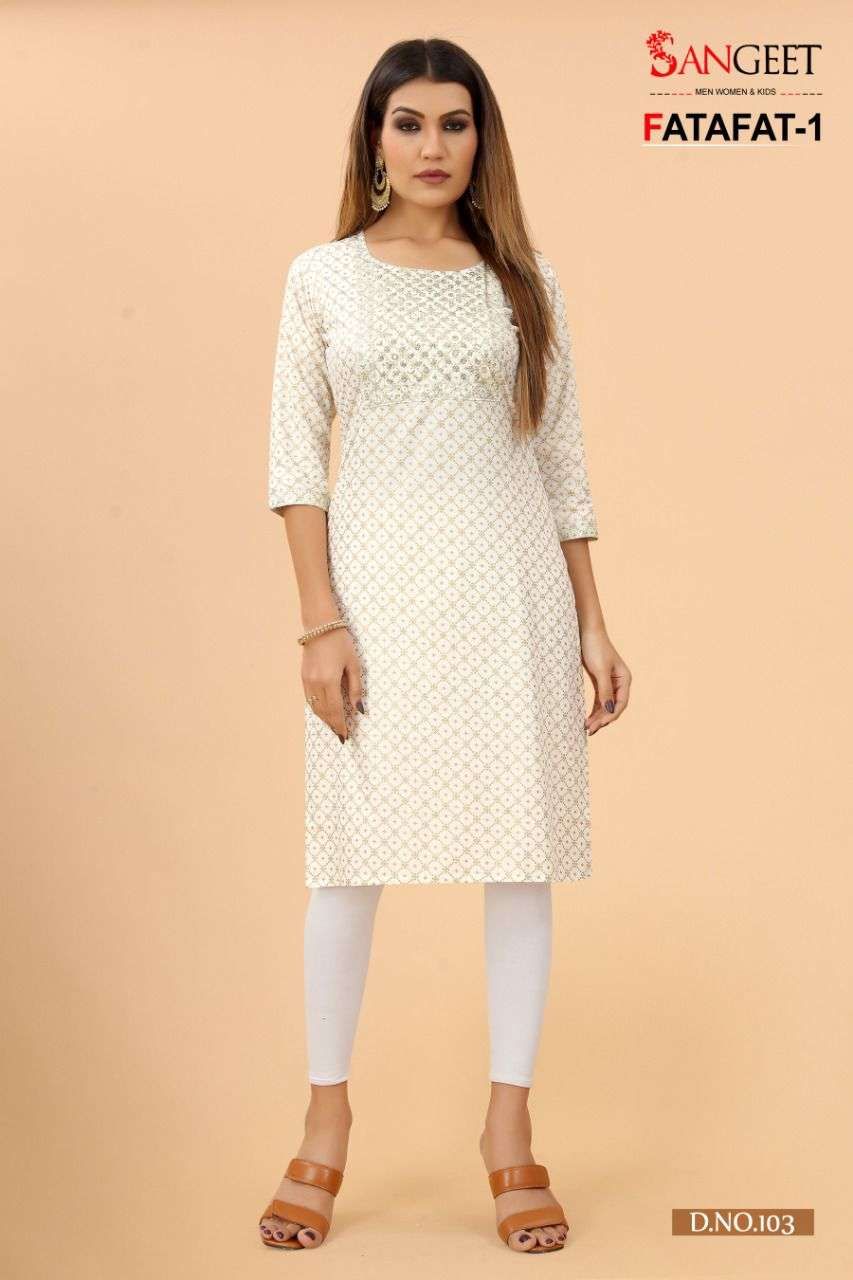 Sangeet Launched FATAFAT-1 SUMMER OFFER Kurtis Catalog wholesale price