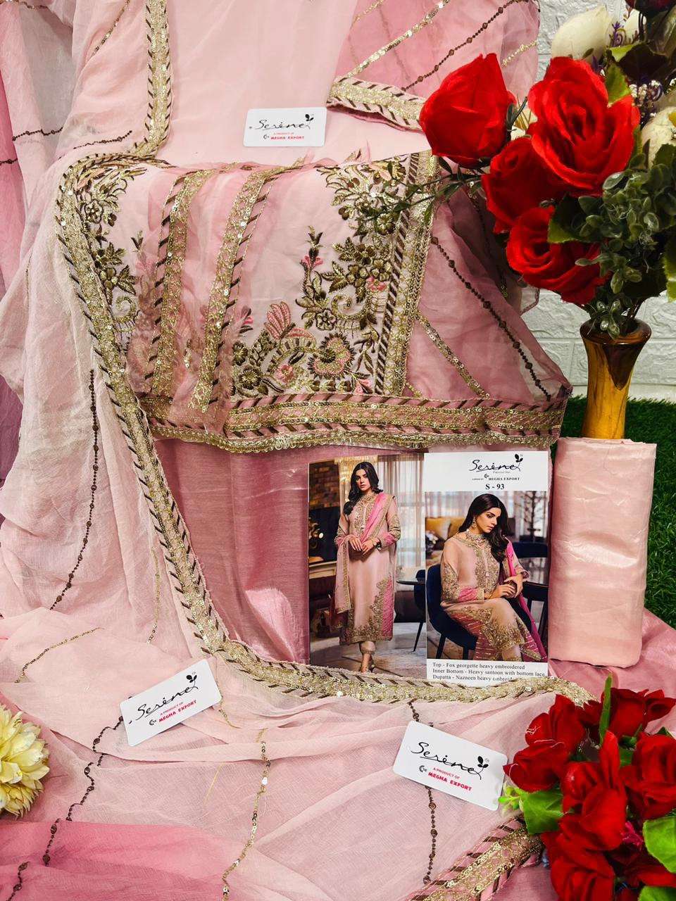 SERINE PRESENT FOX GEORGETTE STYLISH HEAVY EMBROIDERY WORK ON WHOLESALE 