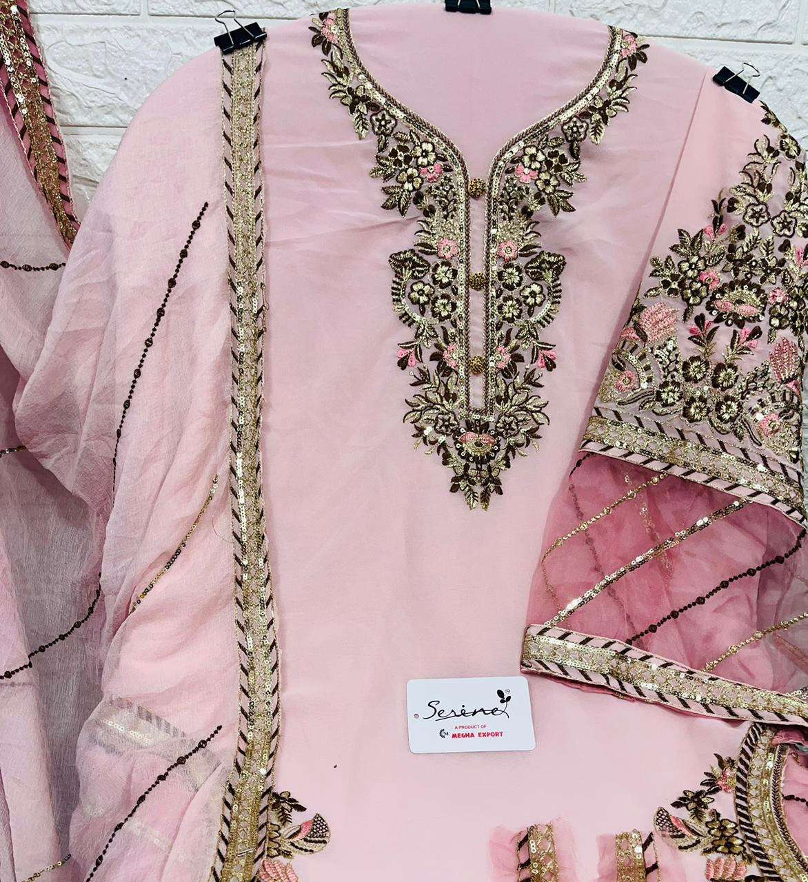 SERINE PRESENT FOX GEORGETTE STYLISH HEAVY EMBROIDERY WORK ON WHOLESALE 