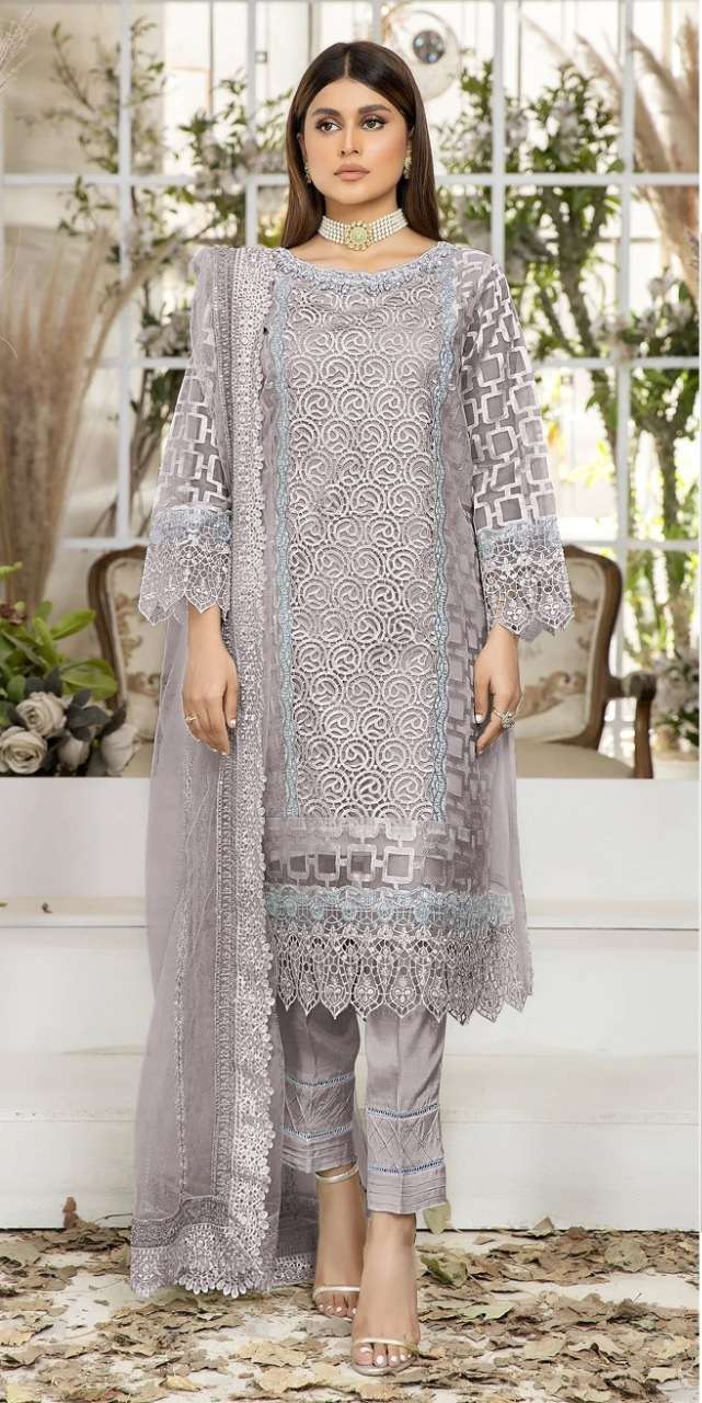 Gray Colored Party Wear Unstitched Heavy Pakistani Salwar Kameez Suits –  fashionnaari