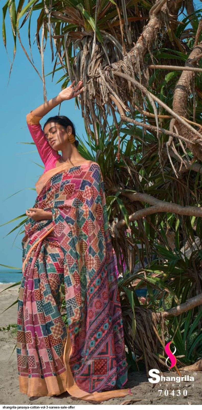 Shangrila Present Fancy Pure Cotton silk Printed Saree With Heavy zari broad Border and blouse On Wholesale