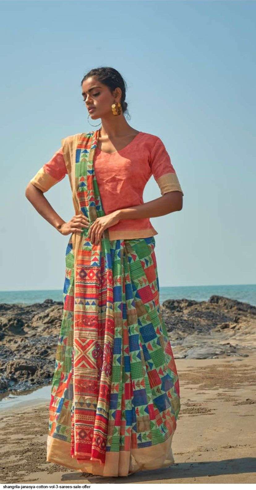 Shangrila Present Fancy Pure Cotton silk Printed Saree With Heavy zari broad Border and blouse On Wholesale