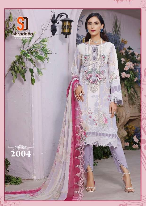 SHARADDHA DESIGNER  PRESENT FIRDOUS REMIX LAWN COTTON PRINTED WITH HEAVY EMBROIDERY SUIT ON WHOLESALE