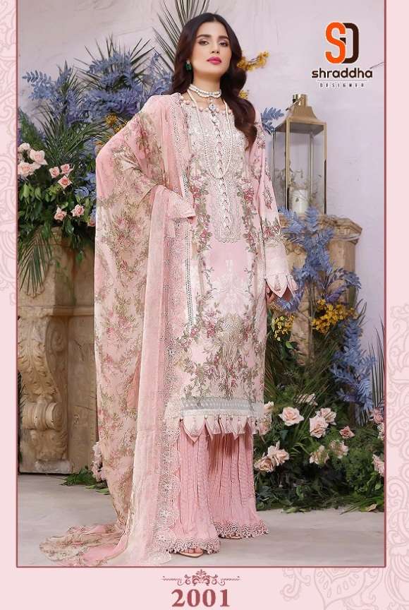 SHARADDHA DESIGNER  PRESENT FIRDOUS REMIX LAWN COTTON PRINTED WITH HEAVY EMBROIDERY SUIT ON WHOLESALE