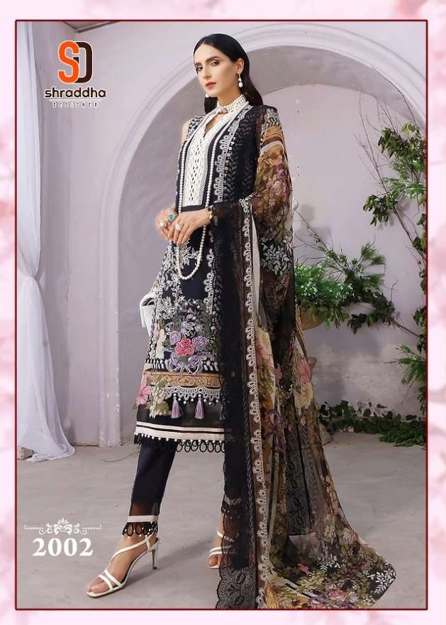 SHARADDHA DESIGNER  PRESENT FIRDOUS REMIX LAWN COTTON PRINTED WITH HEAVY EMBROIDERY SUIT ON WHOLESALE
