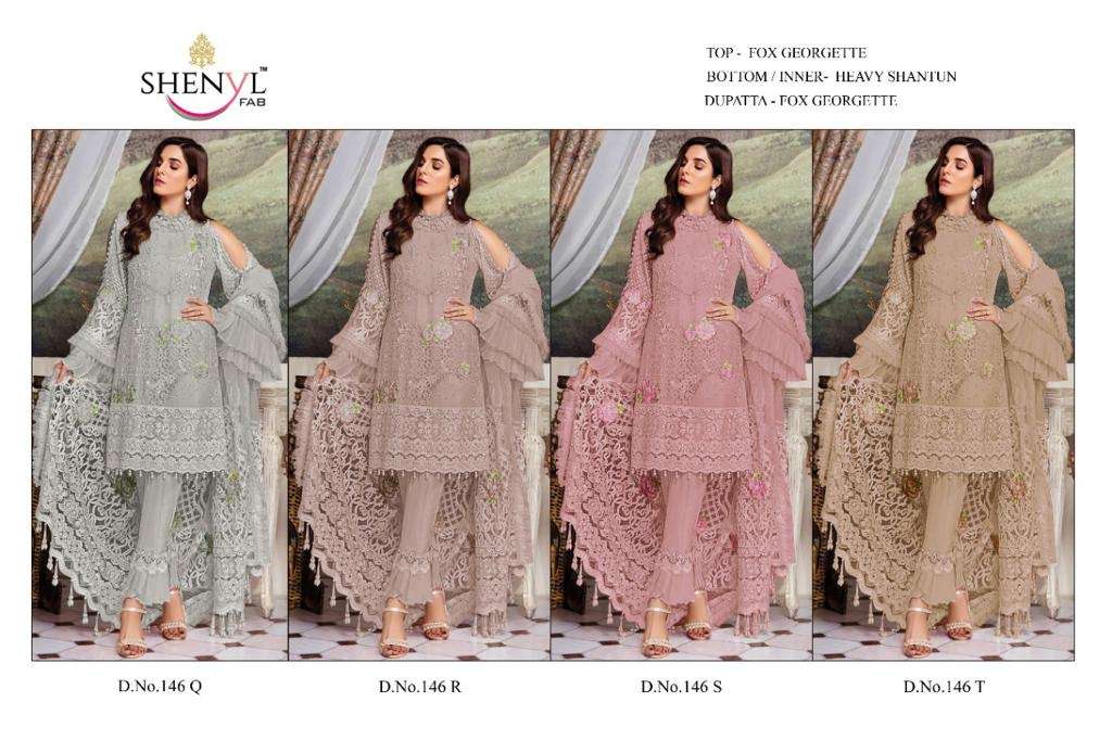 SHENYL FAB PAKISTANI  LUXURIOUS  COLLECTOIN FOUX GEORGETT WITH HEAVY EMBROIDERY SUIT ON WHOLESALE