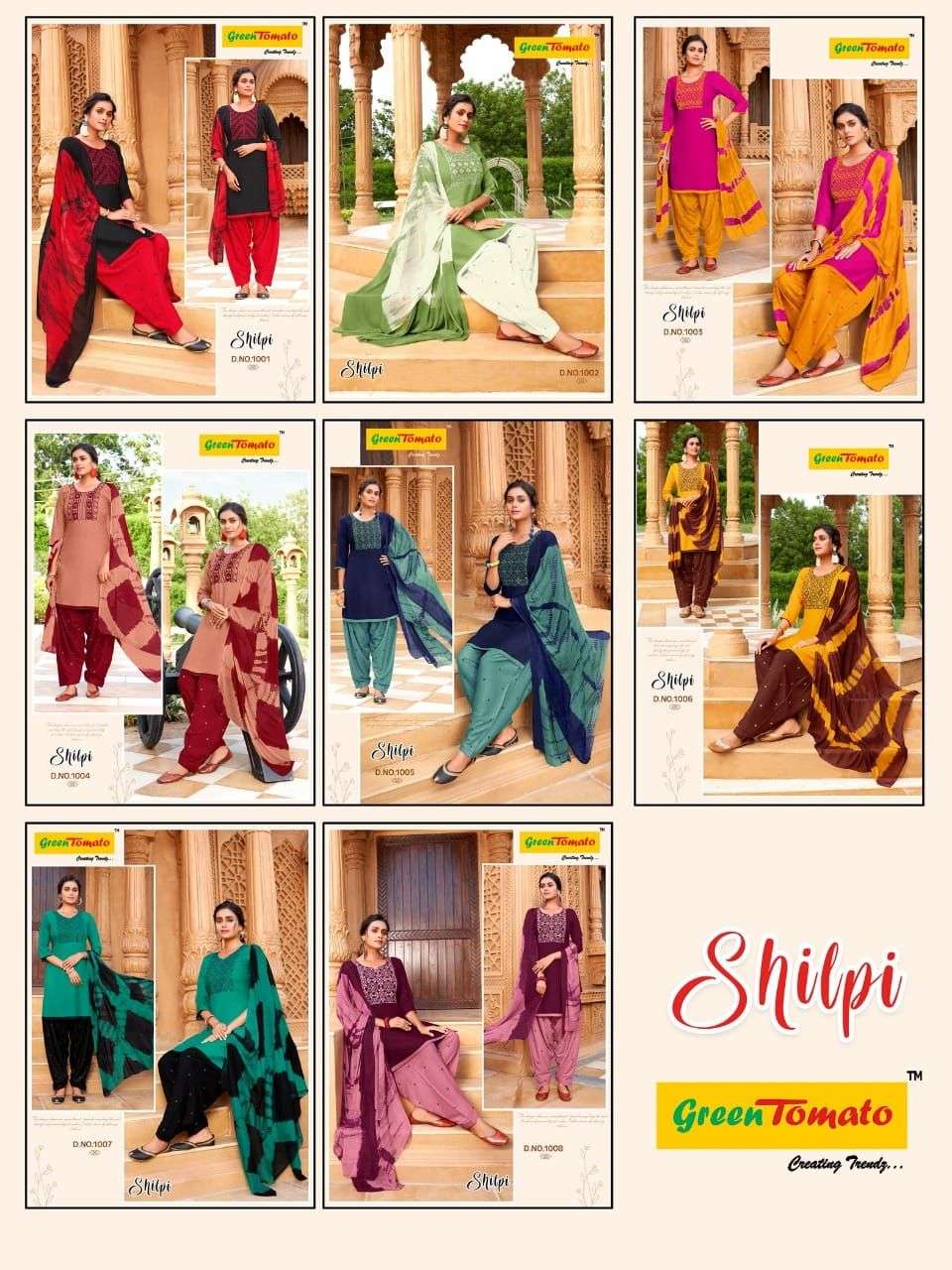 SHILPI Presenting Lehariya Style 3 Piece Set Kurti  With  Work Patiyala Salwar  & Shibori Dupatta...