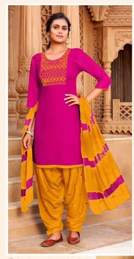 SHILPI Presenting Lehariya Style 3 Piece Set Kurti  With  Work Patiyala Salwar  & Shibori Dupatta...