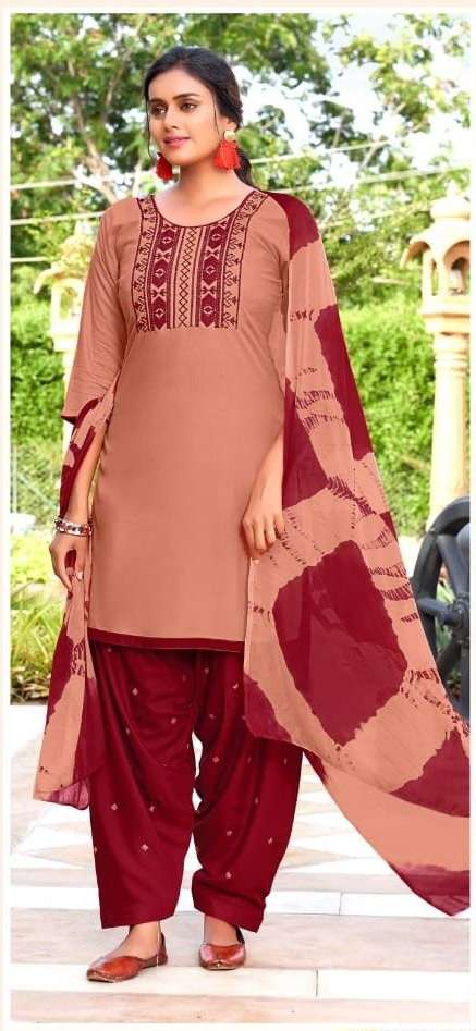 SHILPI Presenting Lehariya Style 3 Piece Set Kurti  With  Work Patiyala Salwar  & Shibori Dupatta...