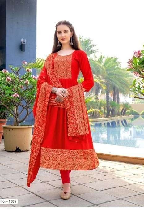  Present Long Anarkali Kurti With Dupatta Collection On Wholesale