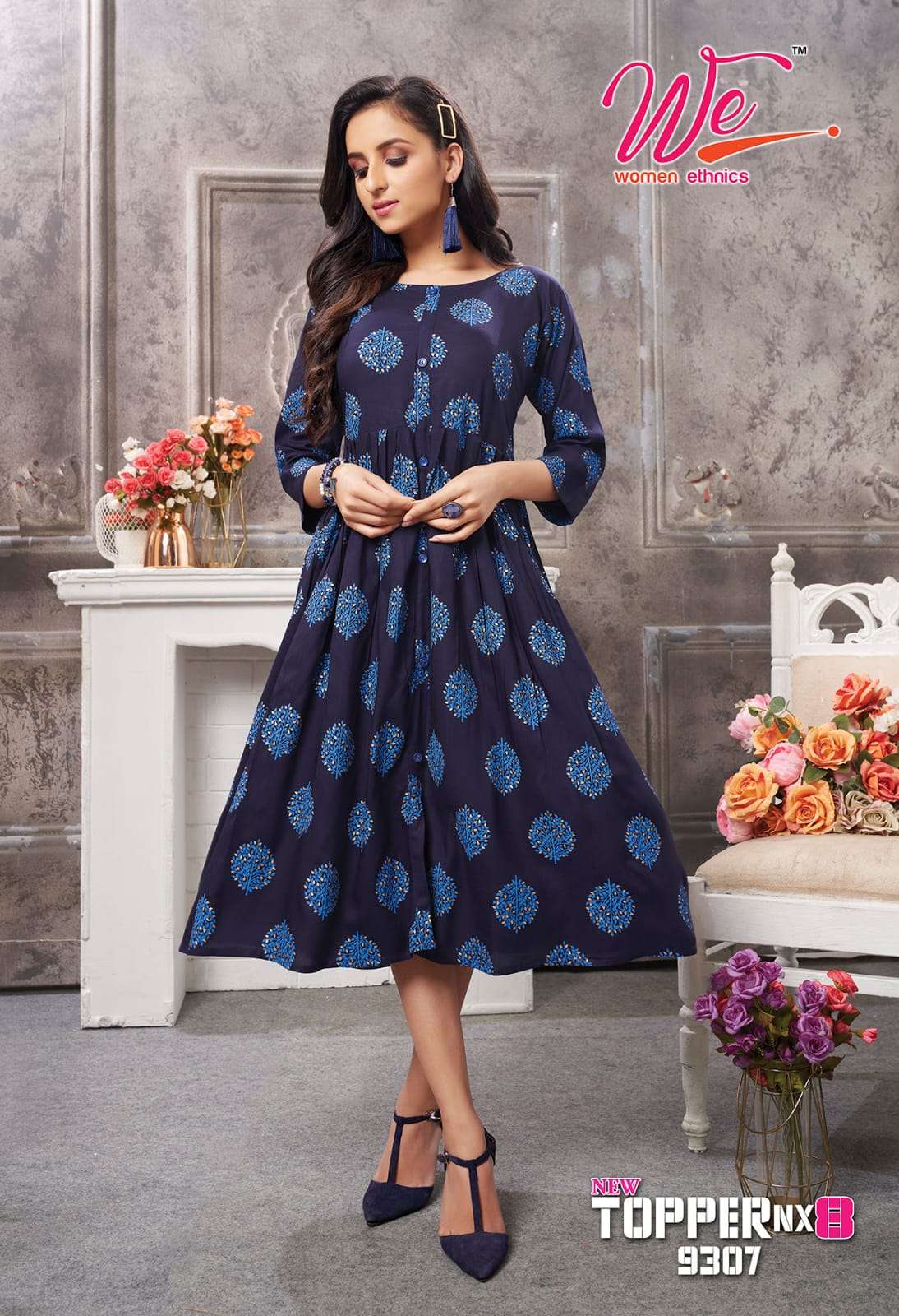 Topper Nx-8 PRESENT RAYON DESIGNER KURTI ON WHOLESALE 