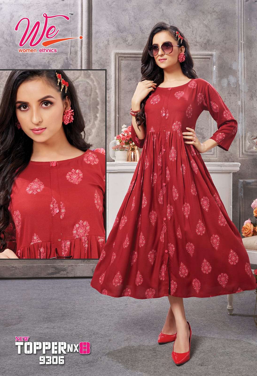 Topper Nx-8 PRESENT RAYON DESIGNER KURTI ON WHOLESALE 