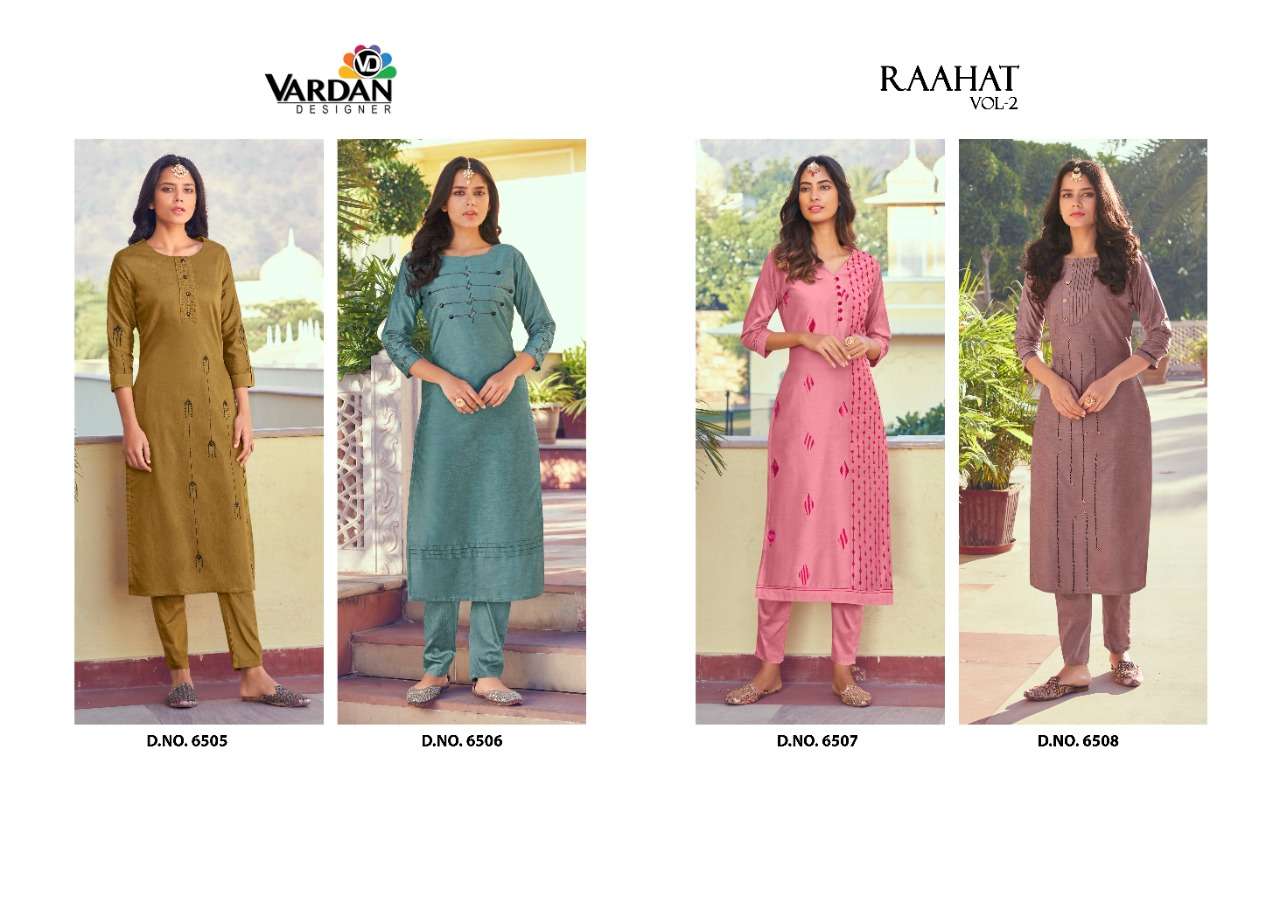 Vardan Present Raahat - Vol-2 Roman Silk with embroidery work On Wholesale