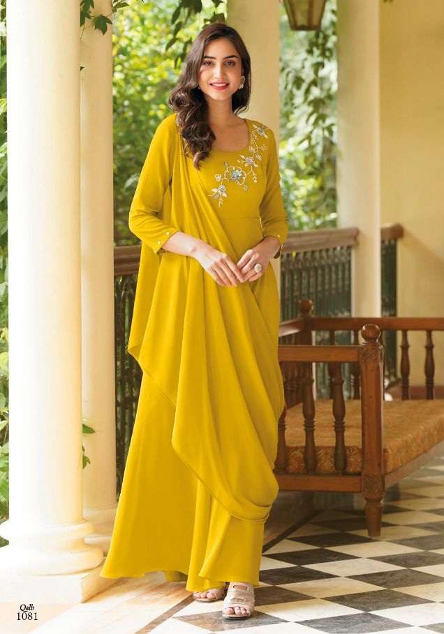 ZAVERI PRESENT QALB NEW STYLISH GOWN STYLE COLLECTION ON GEORGETT WITH KHATALI WORK (HANDWORK)