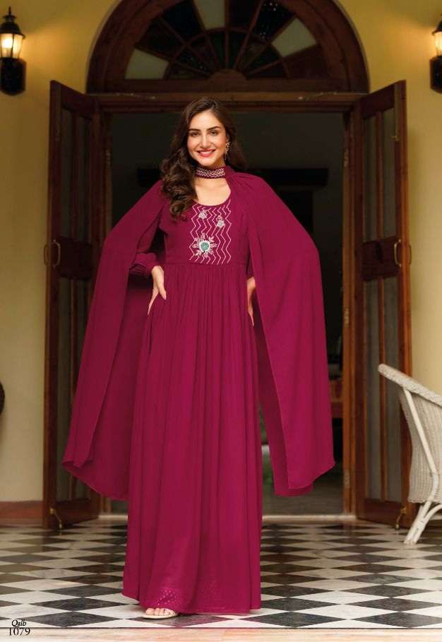 ZAVERI PRESENT QALB NEW STYLISH GOWN STYLE COLLECTION ON GEORGETT WITH KHATALI WORK (HANDWORK)