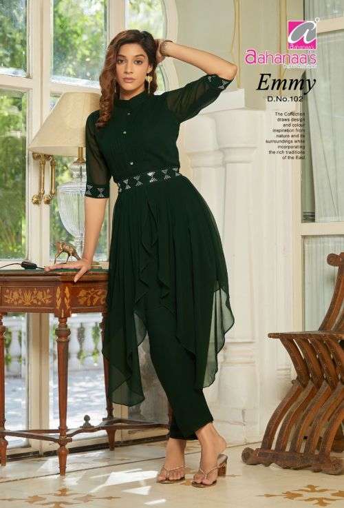 Aahanaas Emmy Designer Georgette Kurti Collection On Wholesale