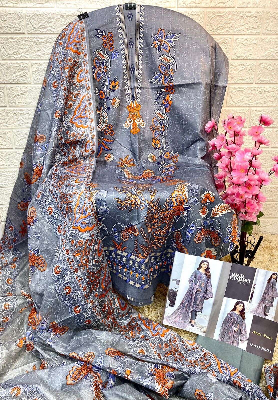 Agha Noor Vol 8 Pakistani Lawn Collection On Wholesale