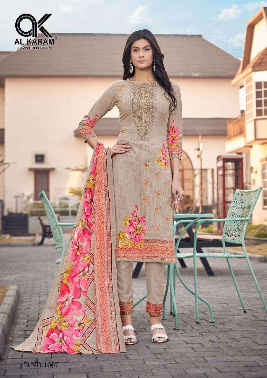 AL KARAM JASMINE - VOL- 01 Pure Soft Cotton Digital Print Dress Material On Wholesale