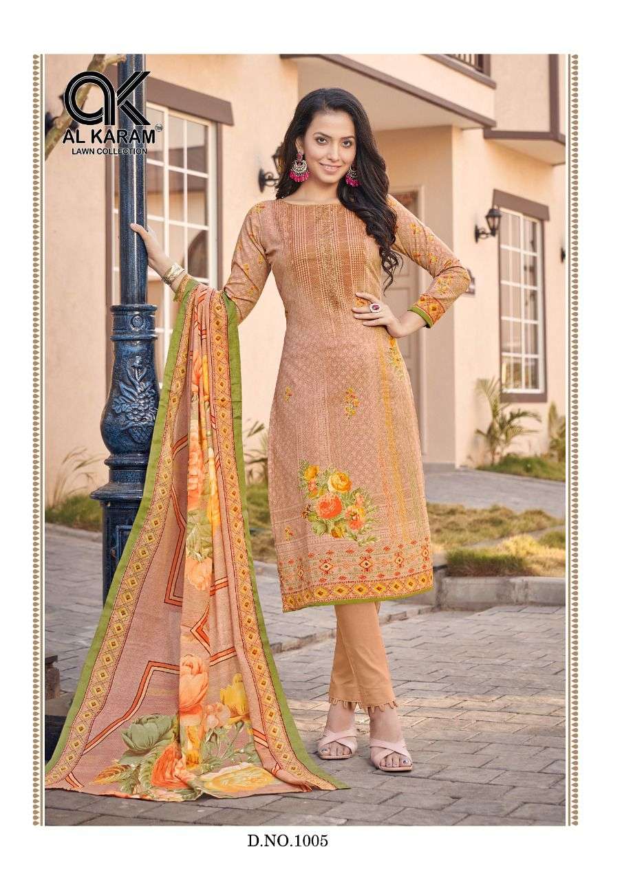 AL KARAM JASMINE - VOL- 01 Pure Soft Cotton Digital Print Dress Material On Wholesale