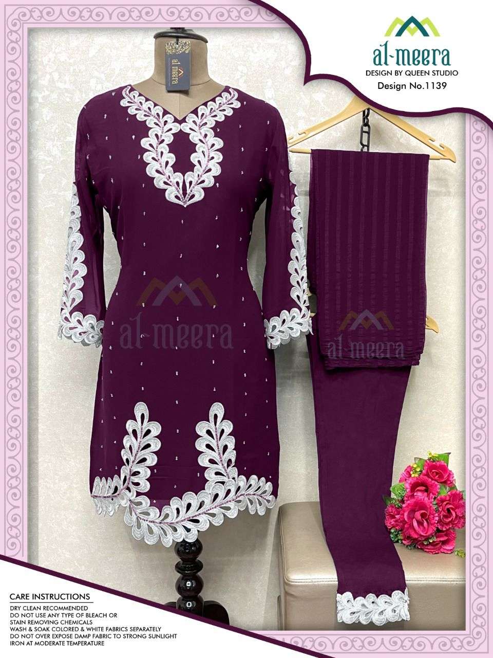 Al Meera D.No-1139 Soft Unique Embroidered Faux Georgette On Wholesale