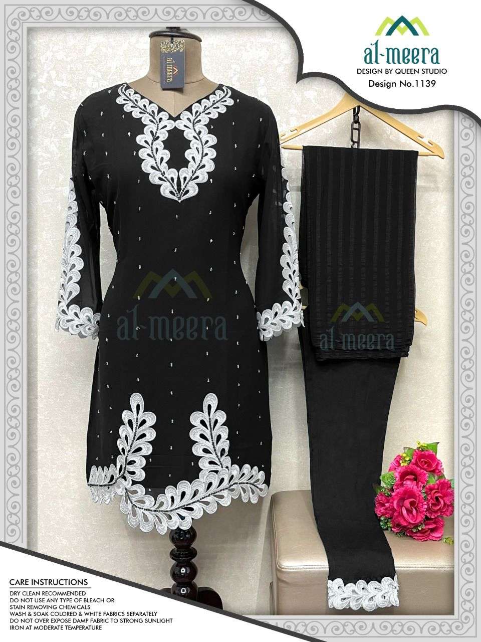 Al Meera D.No-1139 Soft Unique Embroidered Faux Georgette On Wholesale