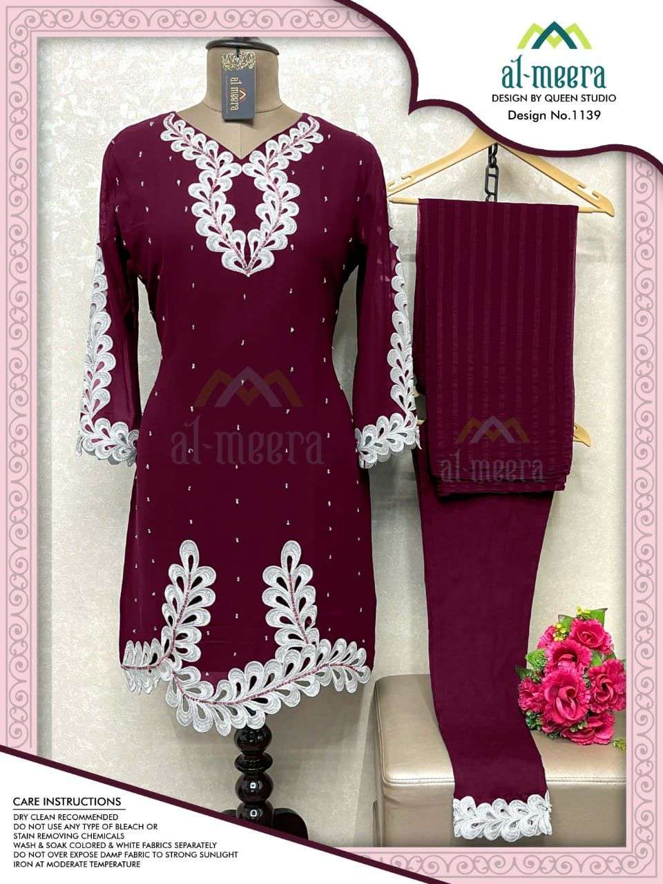 Al Meera D.No-1139 Soft Unique Embroidered Faux Georgette On Wholesale