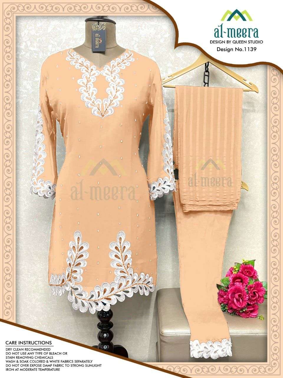 Al Meera D.No-1139 Soft Unique Embroidered Faux Georgette On Wholesale