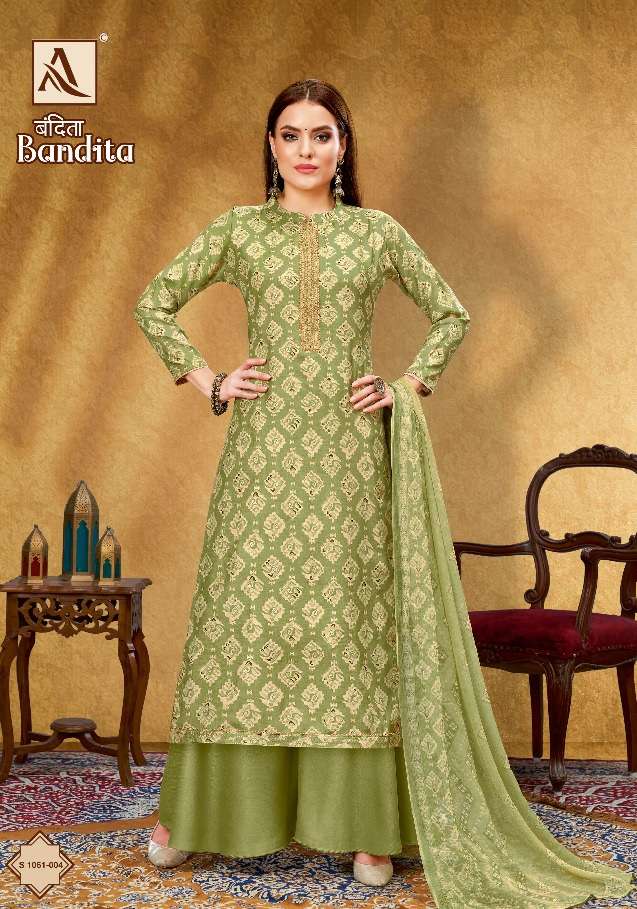 Alok Suit - Make Bandita on Pure Viscose Silk Print With Foil & Fancy Emboidery On Wholesale