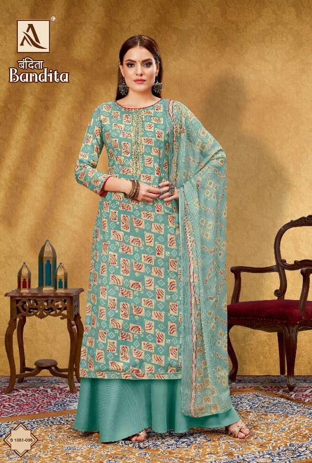 Alok Suit - Make Bandita on Pure Viscose Silk Print With Foil & Fancy Emboidery On Wholesale