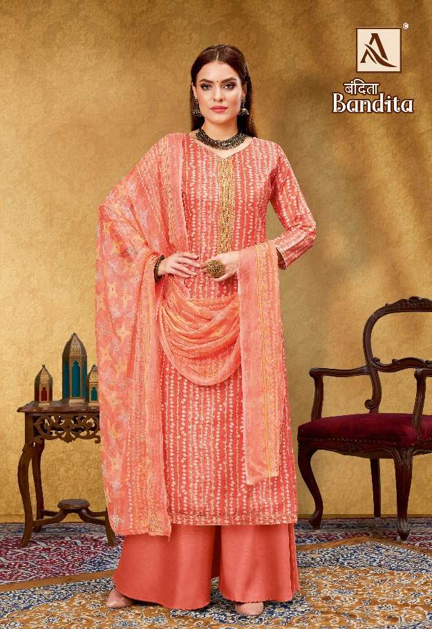 Alok Suit - Make Bandita on Pure Viscose Silk Print With Foil & Fancy Emboidery On Wholesale