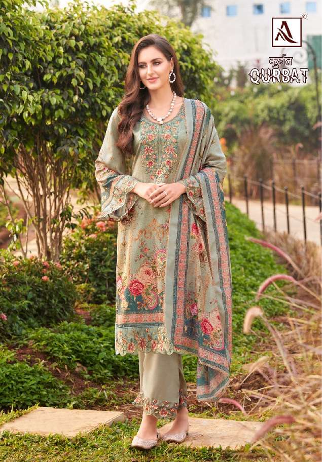 Alok Suit Qurbat 7 Zam Cotton Digital Pakistani Print With Fancy Embroidery On Wholesale