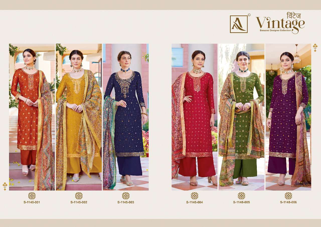 Alok Suit Vintage Pure Dola Jacquard Designer Suit On Wholesale