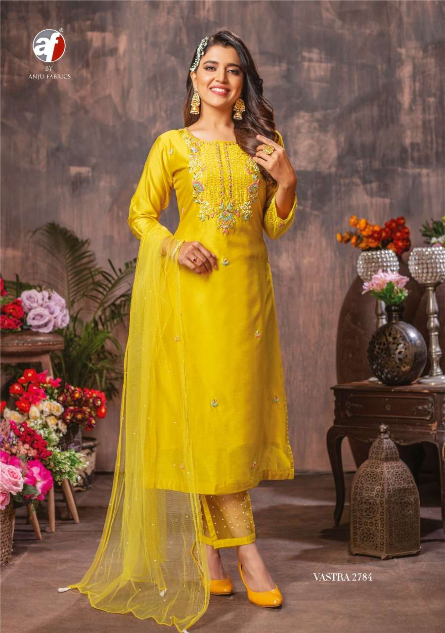 Anju Fab Vastra Vol-2 Wholesale Kurti Pant With Dupatta On Pure Viscose